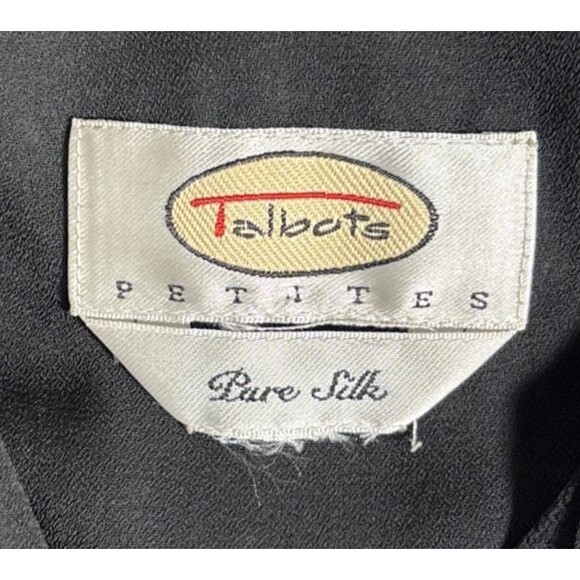 Vintage Talbots Petites Silk Chiffon Dress PXS Polka Dot AOP Faux Wrap Fit Flare - Picture 13 of 14